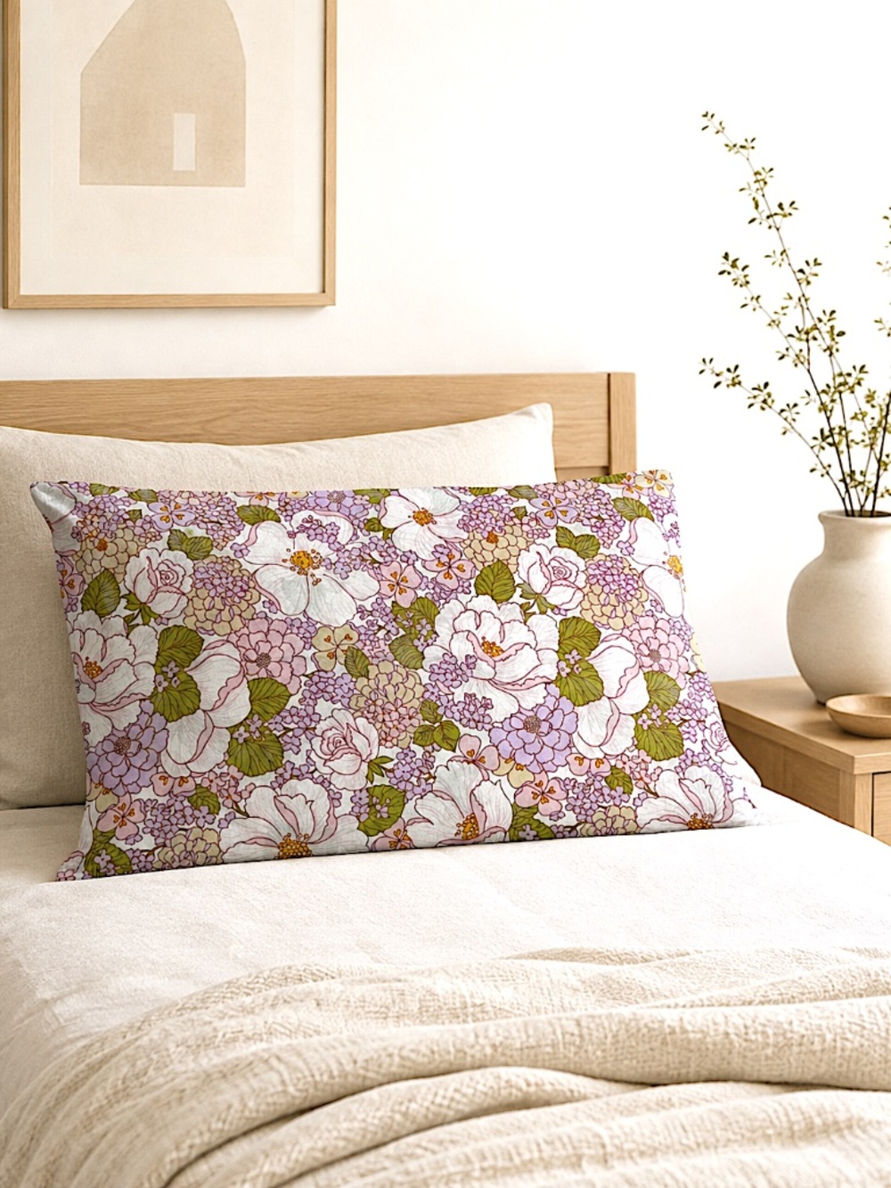 vintage FIELDCREST mod 60's floral pillowcase cotton poly standard size
